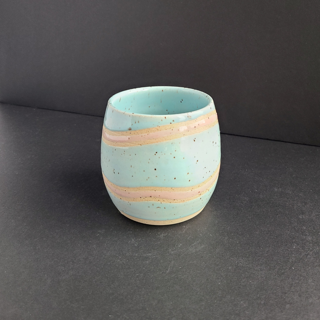 Gobelet bleu et rose