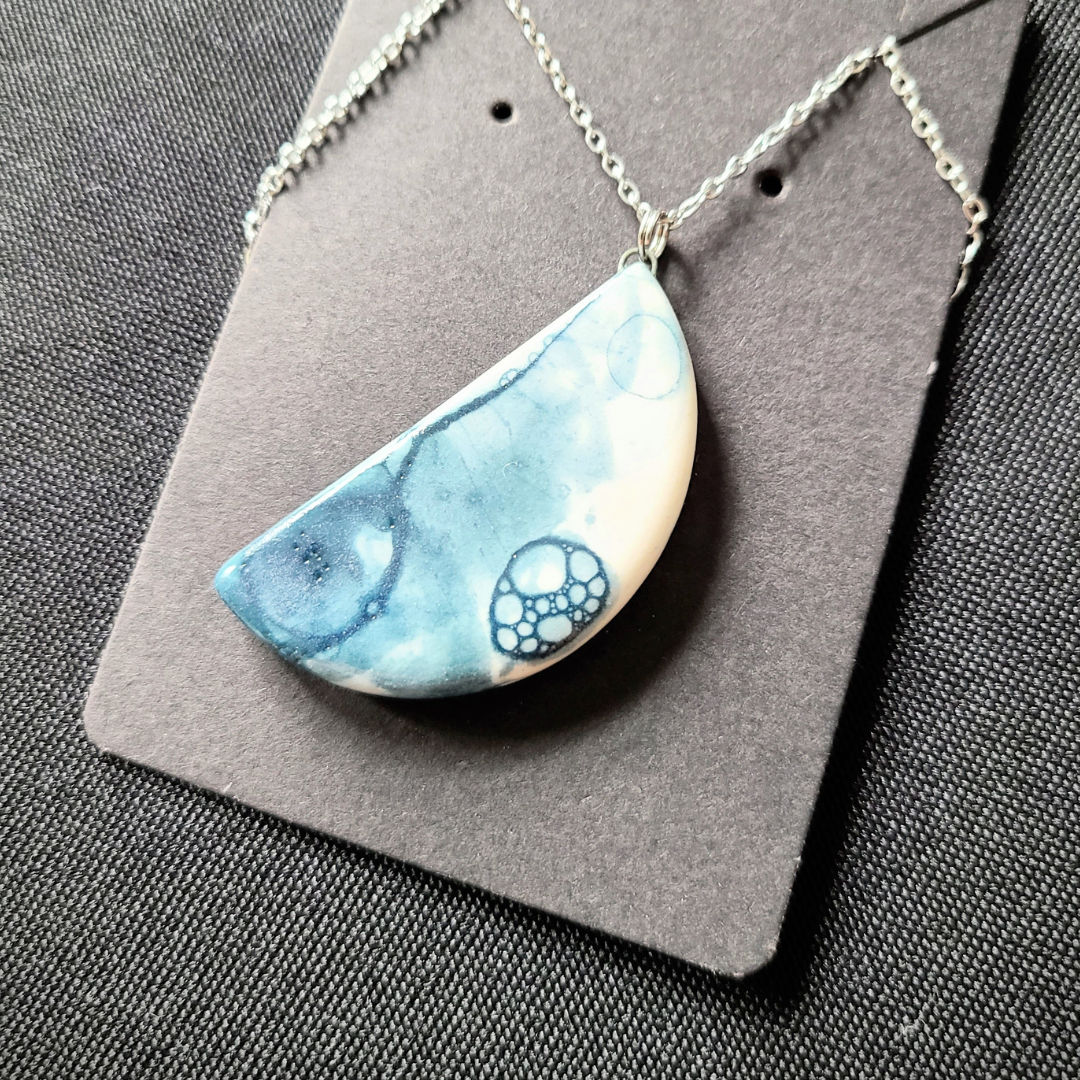 Blue half moon bubbles pendant