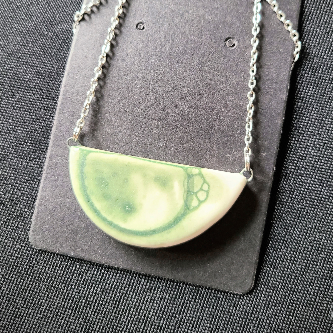 Forest green half moon bubbles pendant