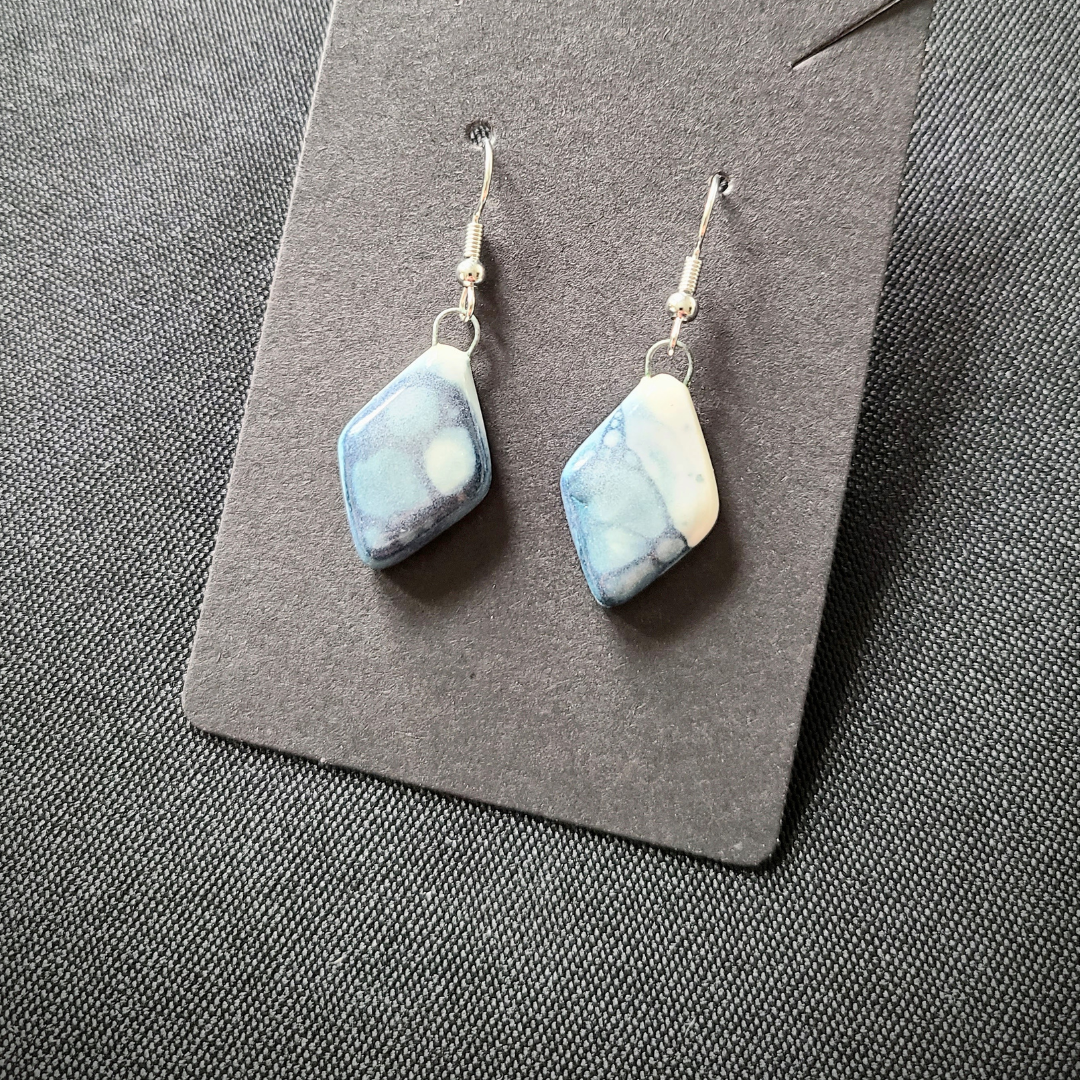 Boucles d'oreilles bulles losanges bleu